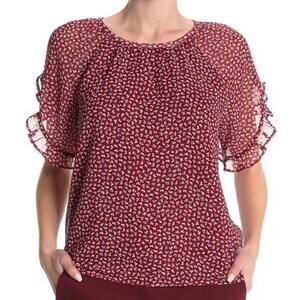 Madewell Momento Ruffle Sleeve Floral Print Blouse Size Small